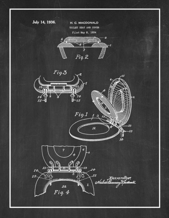 Toilet Seat And Cover Patent Print
