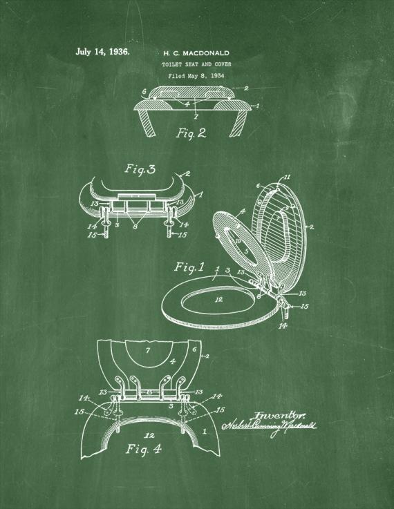 Toilet Seat And Cover Patent Print