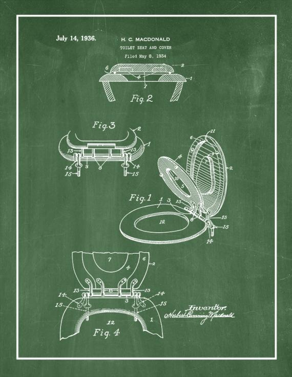 Toilet Seat And Cover Patent Print
