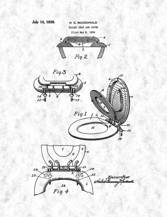 Toilet Seat And Cover Patent Print