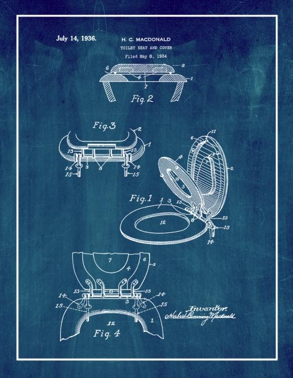 Toilet Seat And Cover Patent Print