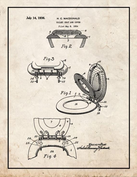 Toilet Seat And Cover Patent Print
