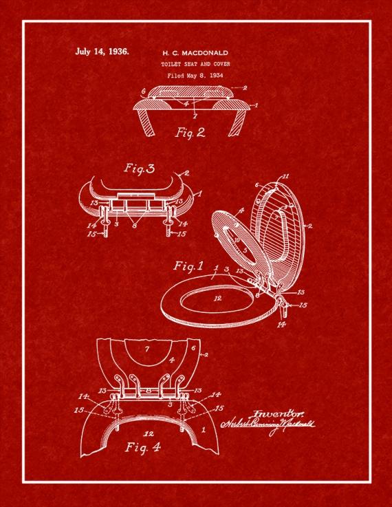 Toilet Seat And Cover Patent Print