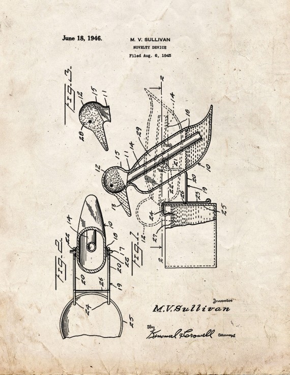 Duck Novelty Device Patent Print