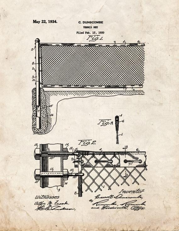 Tennis Net Patent Print