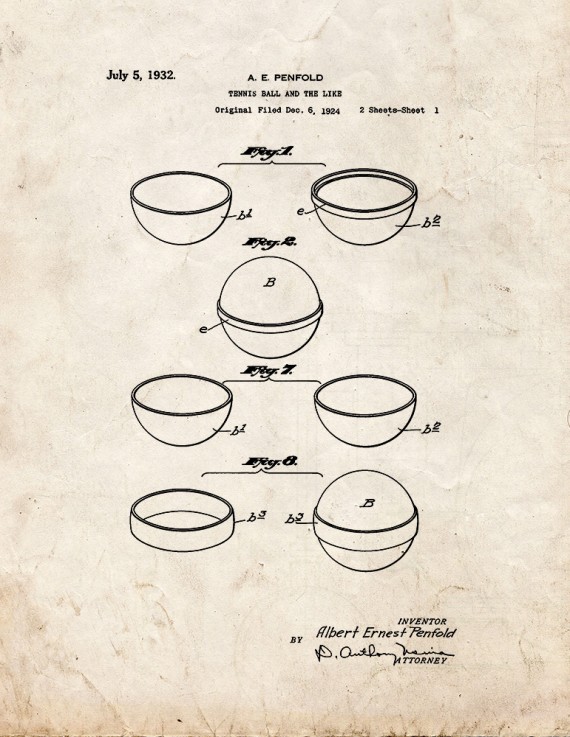 Tennis Ball Patent Print