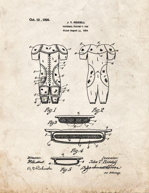 Football Player's Pad Patent Print