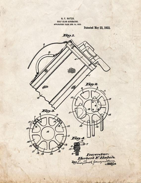 Golf Club Separator Patent Print