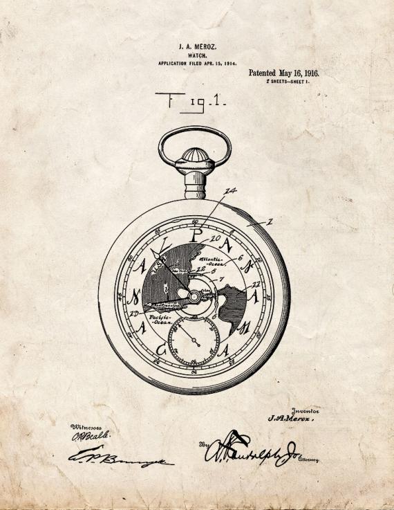 Watch Patent Print