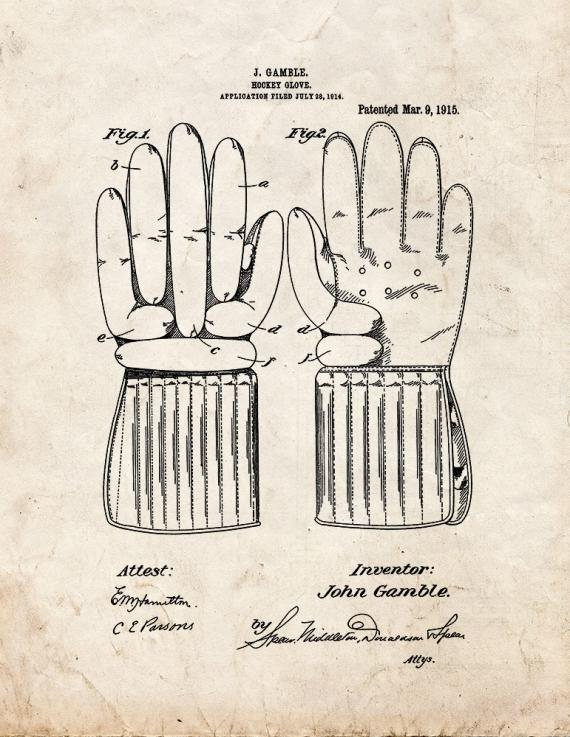 Hockey Glove Patent Print