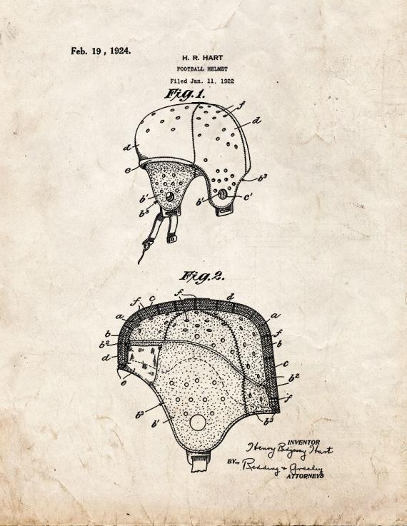 Football Helmet Patent Print