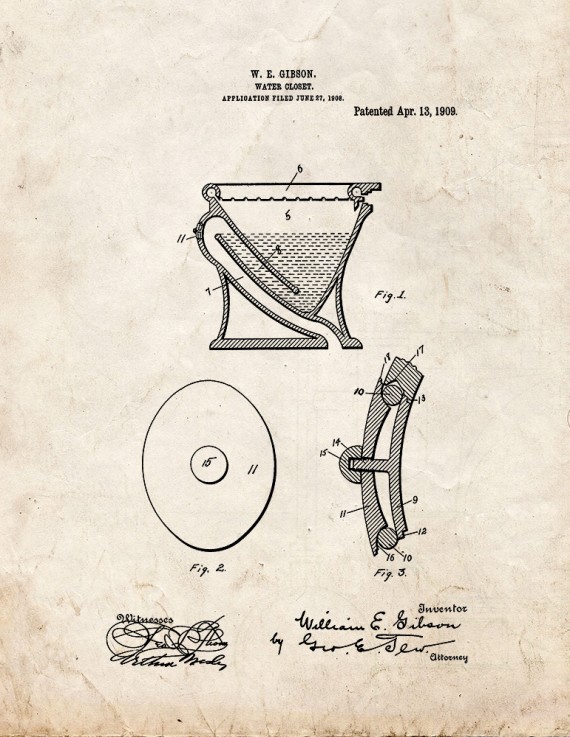 Water Closet - Toilet Patent Print