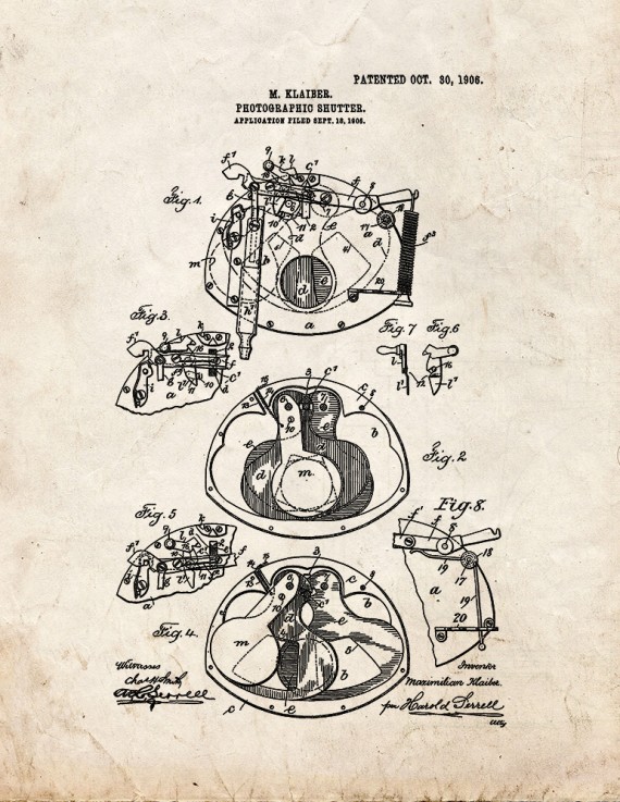 Photographic Shutter Patent Print