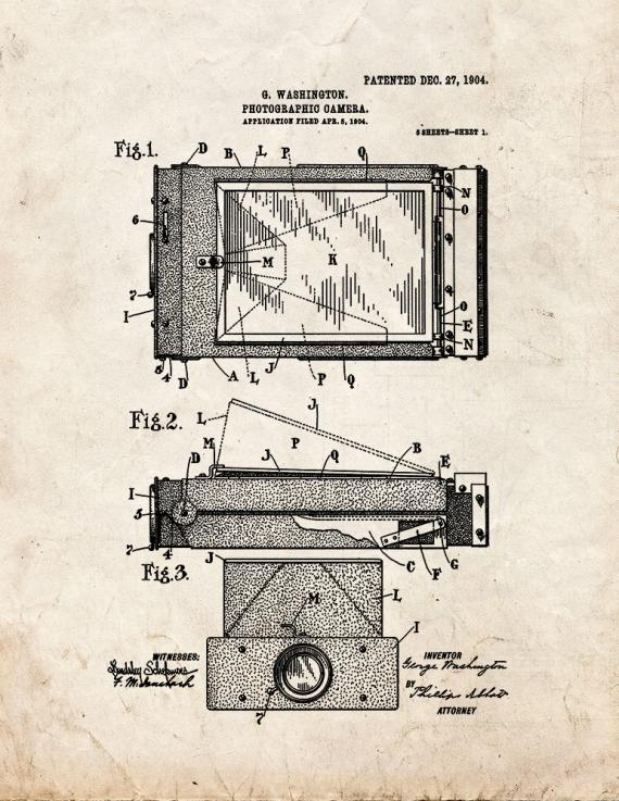 Photographic Camera Patent Print