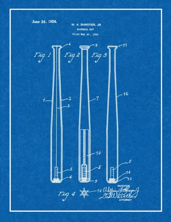 Baseball Bat Patent Print