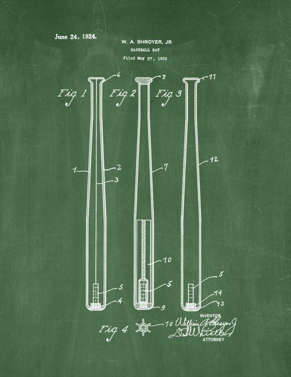 Baseball Bat Patent Print