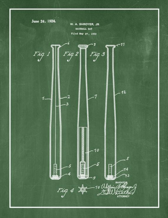 Baseball Bat Patent Print