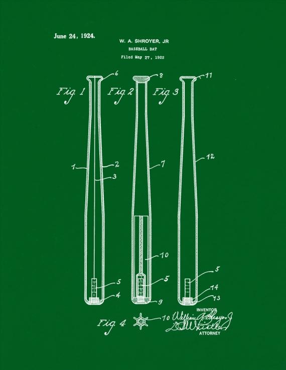 Baseball Bat Patent Print