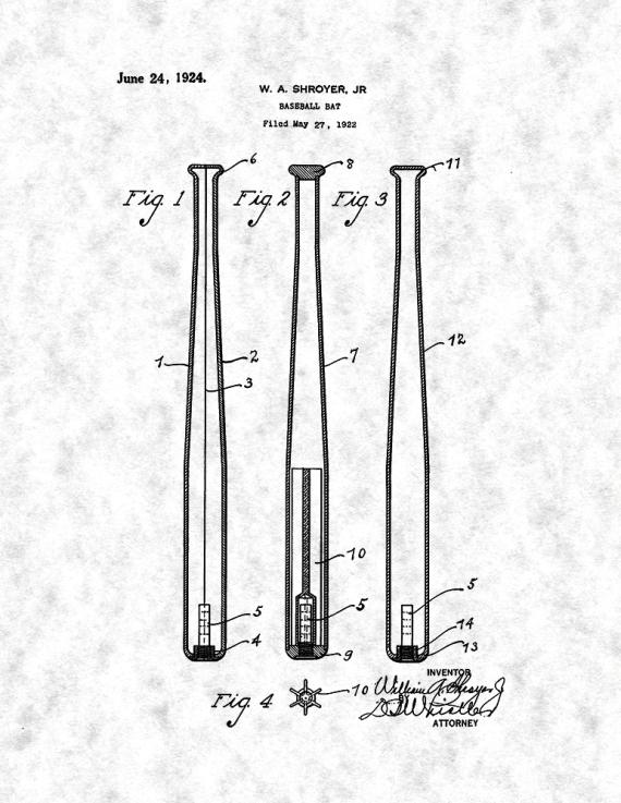 Baseball Bat Patent Print