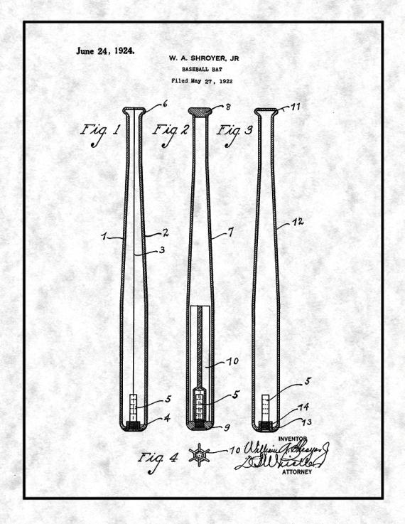 Baseball Bat Patent Print