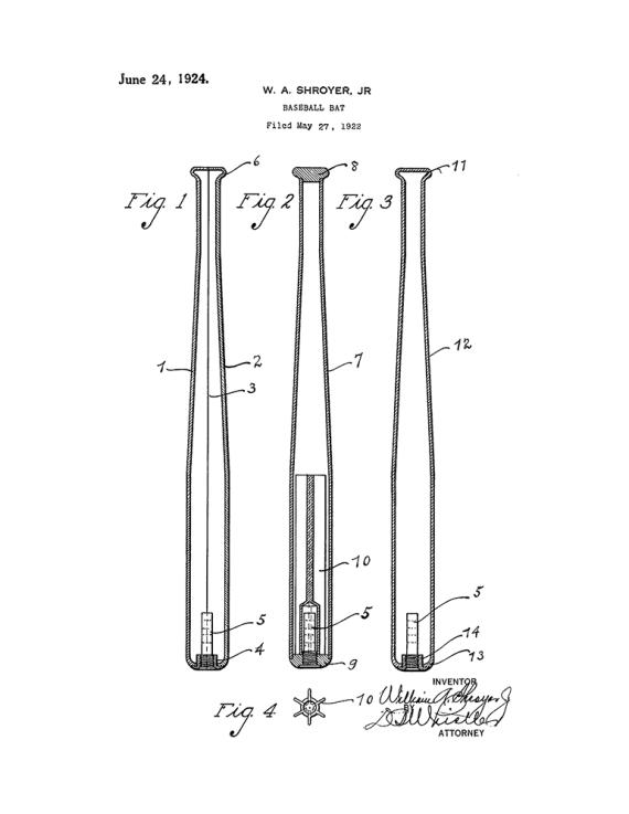 Baseball Bat Patent Print