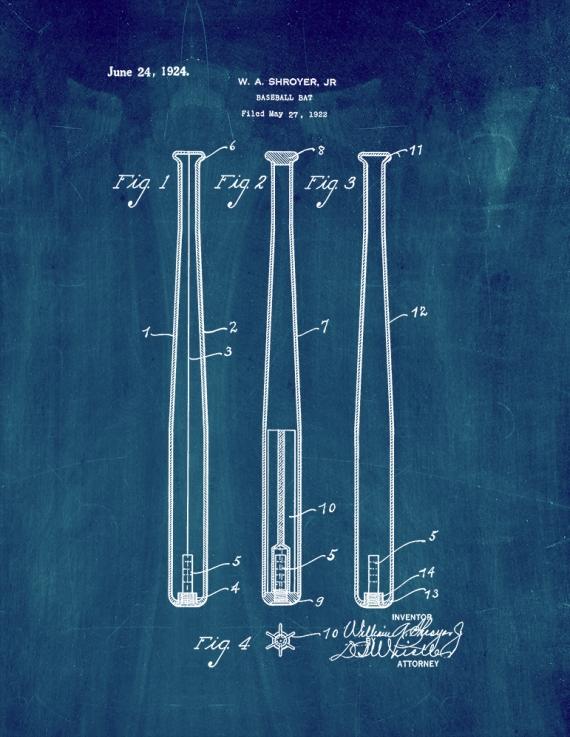 Baseball Bat Patent Print