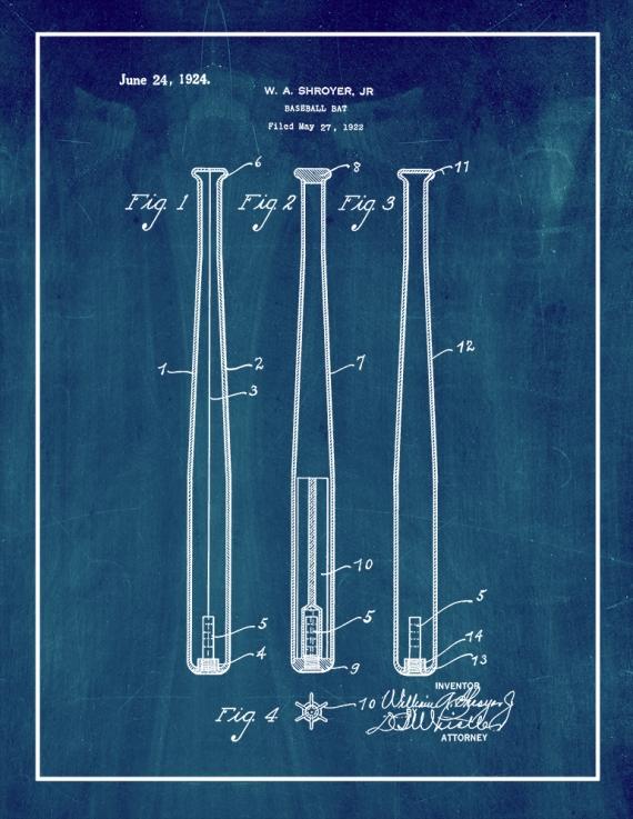 Baseball Bat Patent Print