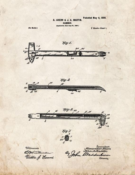 Hammer Patent Print