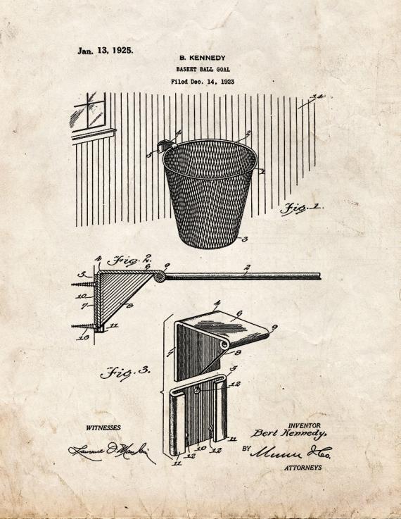 Basketball Goal Patent Print