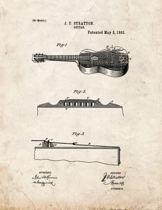 Guitar Patent Print