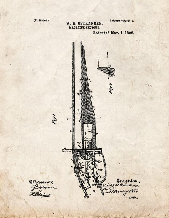 Magazine Shotgun Patent Print