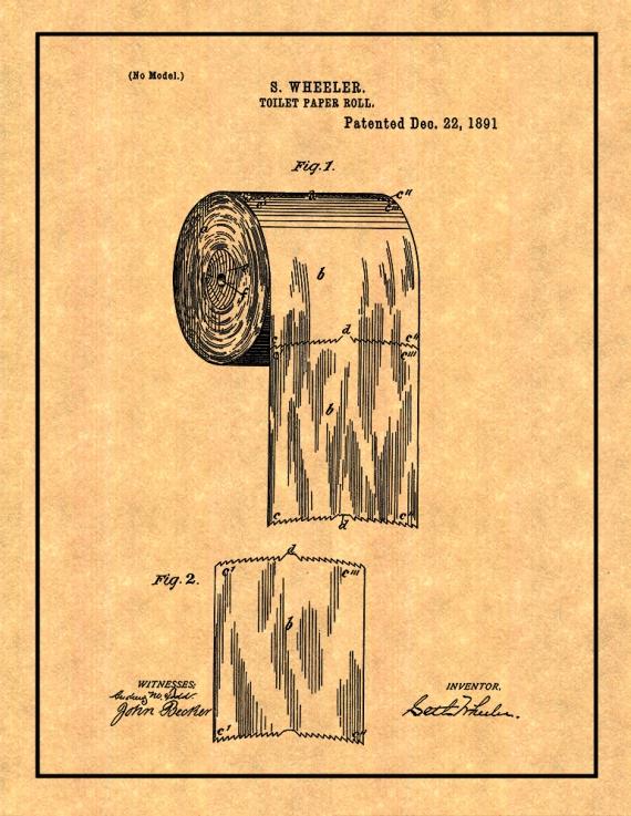 Toilet Paper Roll Patent Print