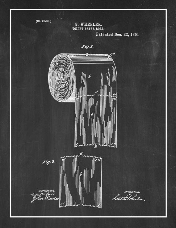 Toilet Paper Roll Patent Print