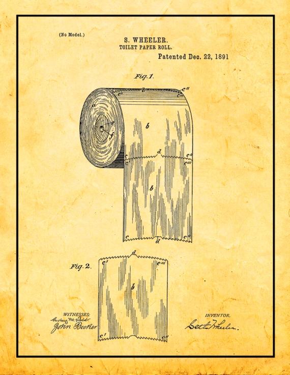 Toilet Paper Roll Patent Print