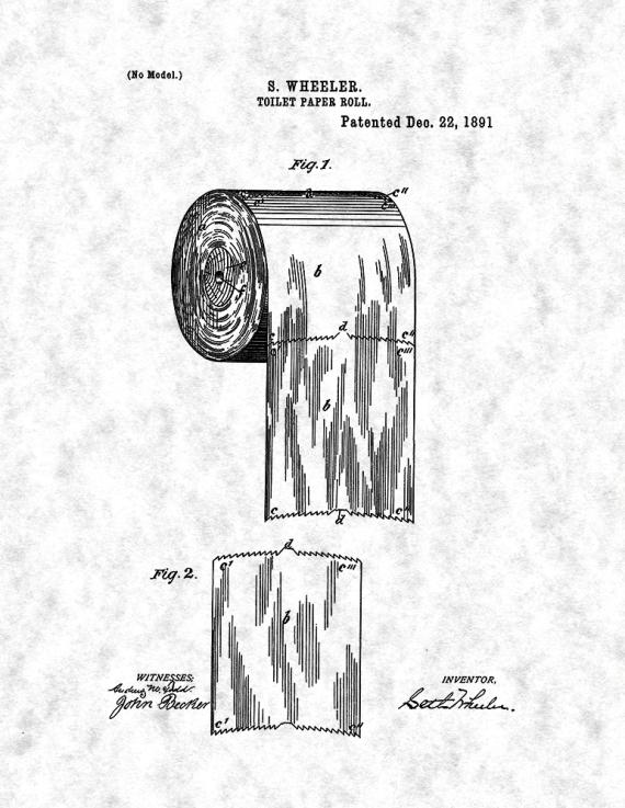 Toilet Paper Roll Patent Print