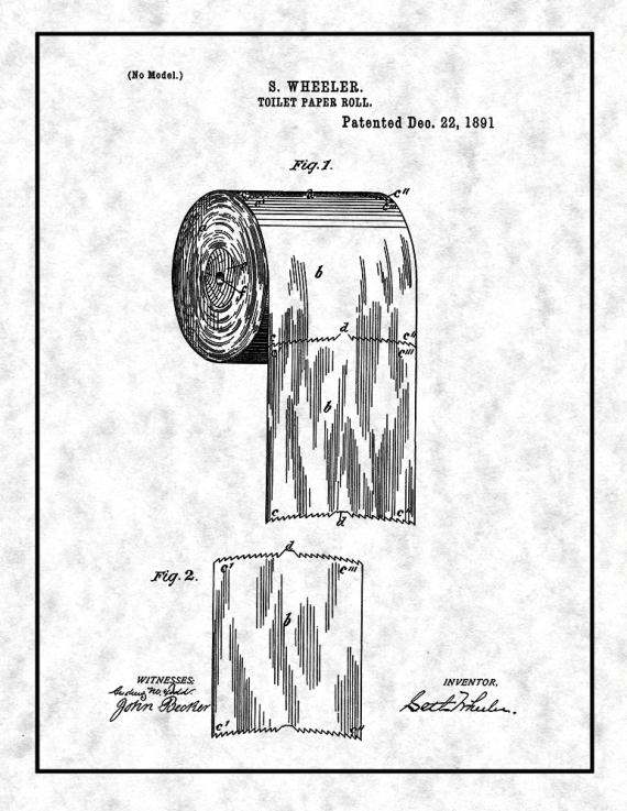 Toilet Paper Roll Patent Print