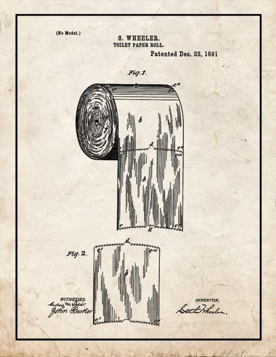 Toilet Paper Roll Patent Print