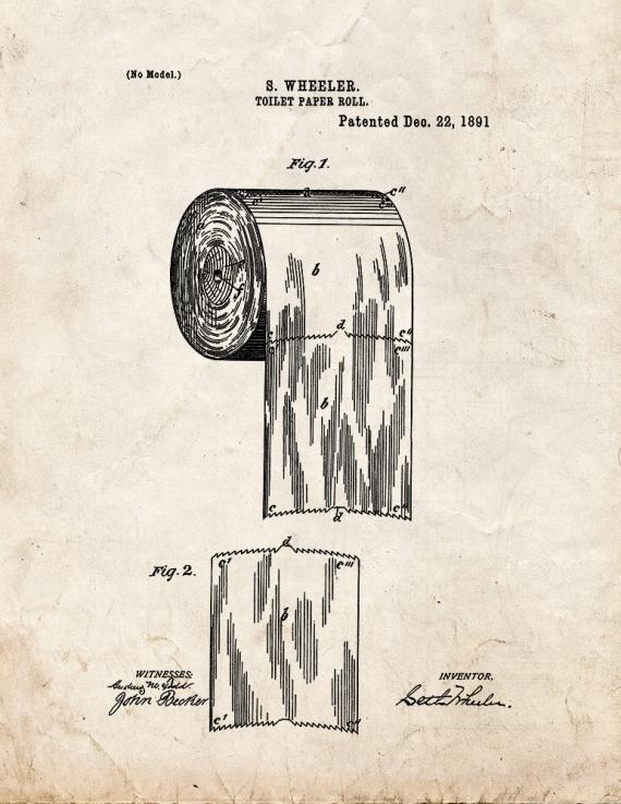 Toilet Paper Roll Patent Print