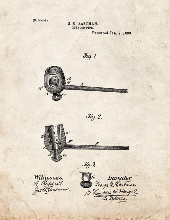 Tobacco Pipe Patent Print