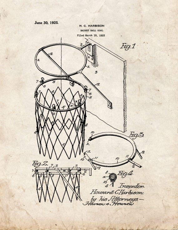 Basketball Goal Patent Print