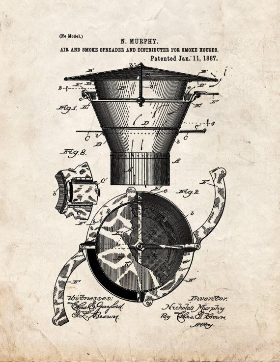 Air And Smoke Spreader For Smoke Houses Patent Print
