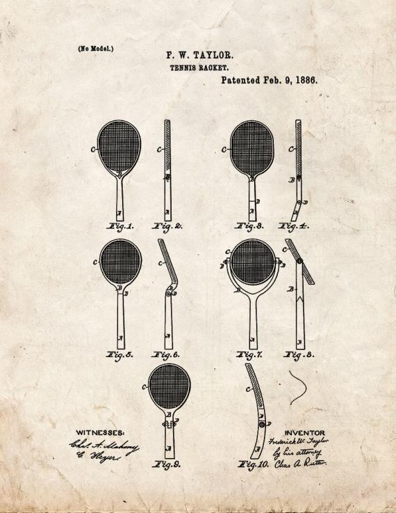 Tennis Racket Patent Print