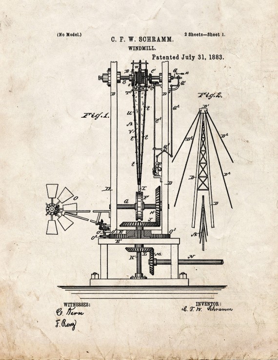 Windmill Patent Print