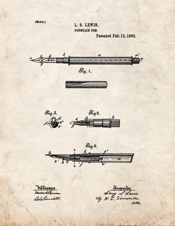 Fountain Pen Patent Print