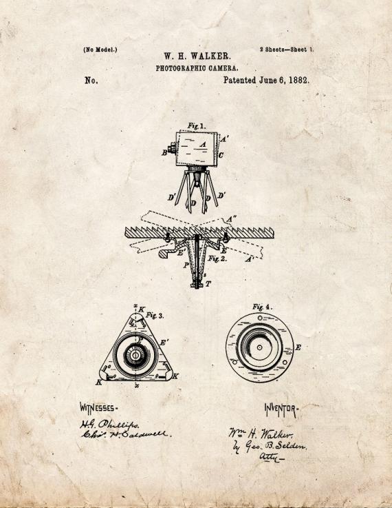 Photographic Camera Patent Print