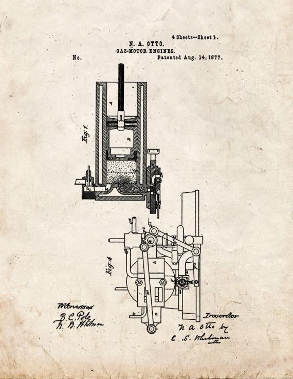 Gas Engine Patent Print