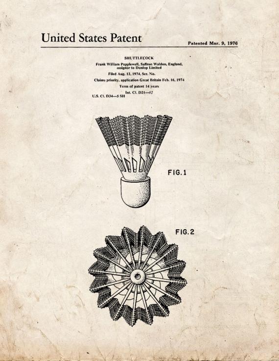 Shuttlecock Patent Print