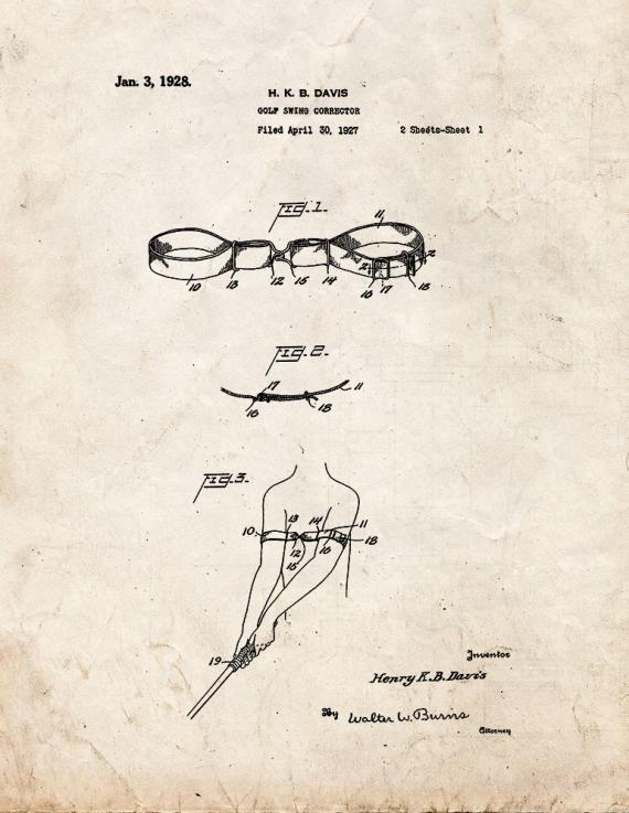 Golf Swing Corrector Patent Print