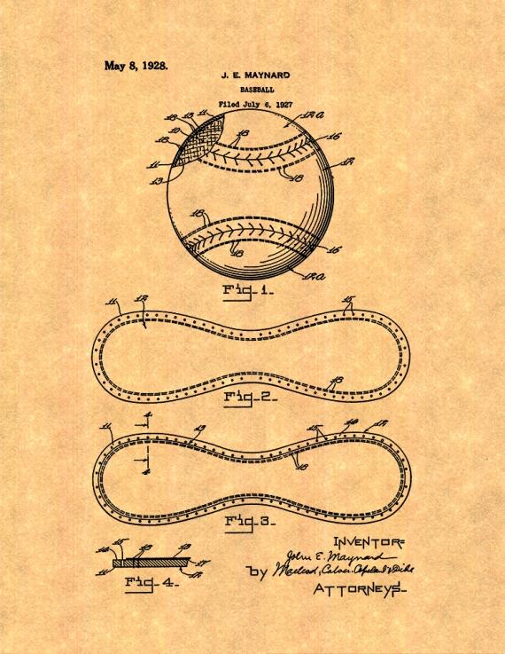 Baseball Patent Print
