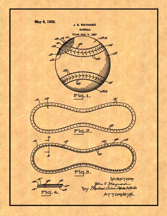 Baseball Patent Print